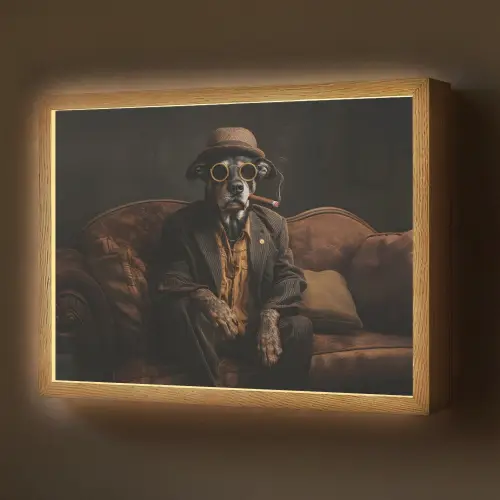 Hond - Sigaar - Hoed - Pak Light Box met batterij (Wandlamp) middel -z3d_website