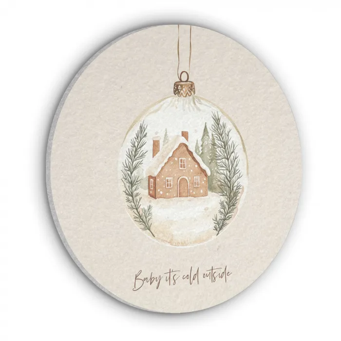 Quote - Winter - Kerst - Beige - Kerstbal Akoestische PET Vilt - Rond klein -3d