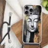 Boedhha - Penseelstreken - Goud - Abstract Hoesje iPhone 16 Pro Max met koord klein -sfeer4