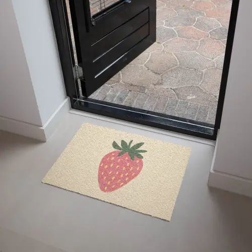 Aardbei - Minimalistisch - Rood - Fruit Deurmat klein -sfeer5