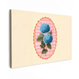 Bloemen - Blauw - Lijst - Bladeren Tuinposter op houten frame 2 cm dik klein -3d