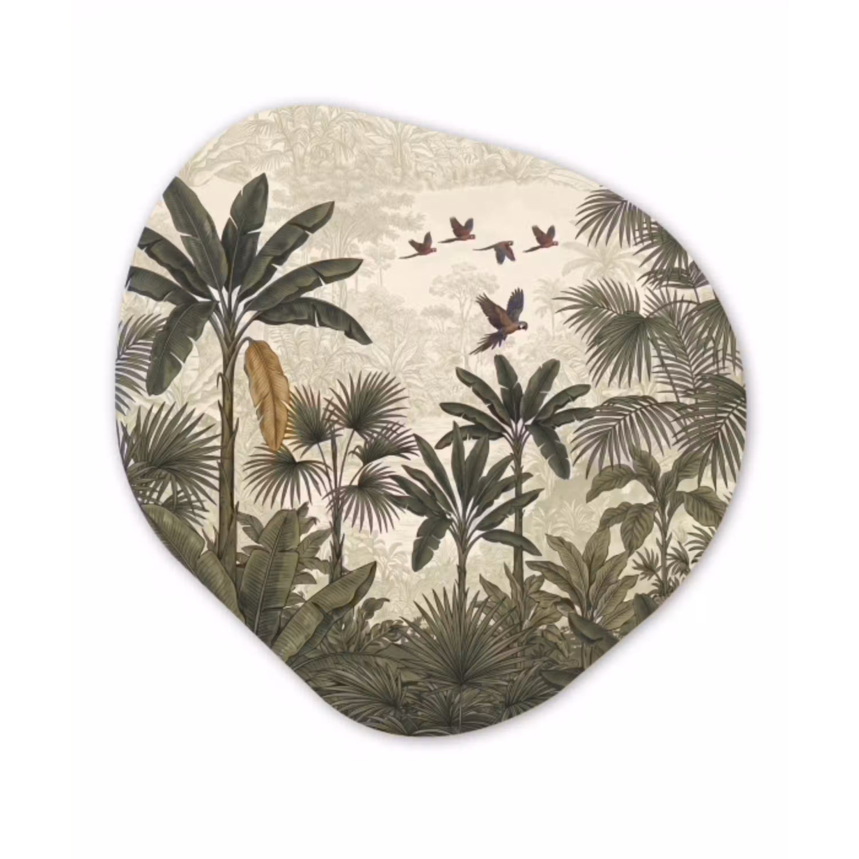 Papagaaien - Jungle - Tropisch - Green Wandcirkel Organisch Forex 3mm klein -3d