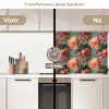 Roze - Patroon - Bloemen keuken achterwand 2 middel 871 -voor-na2_NL