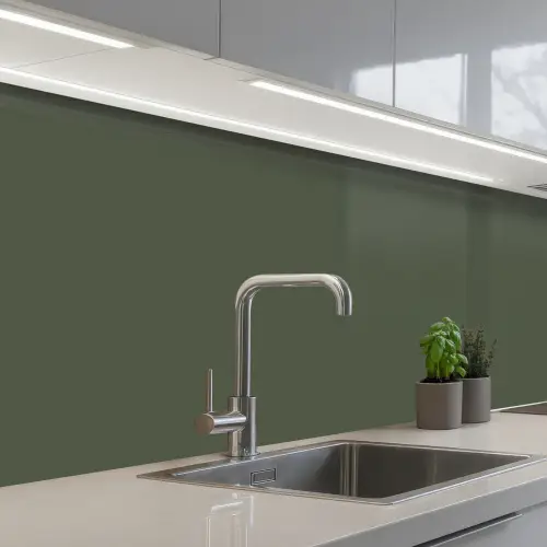 Groen - Effen kleur - Olijfgroen keuken achterwand 2 middel 871 -3d_schuin