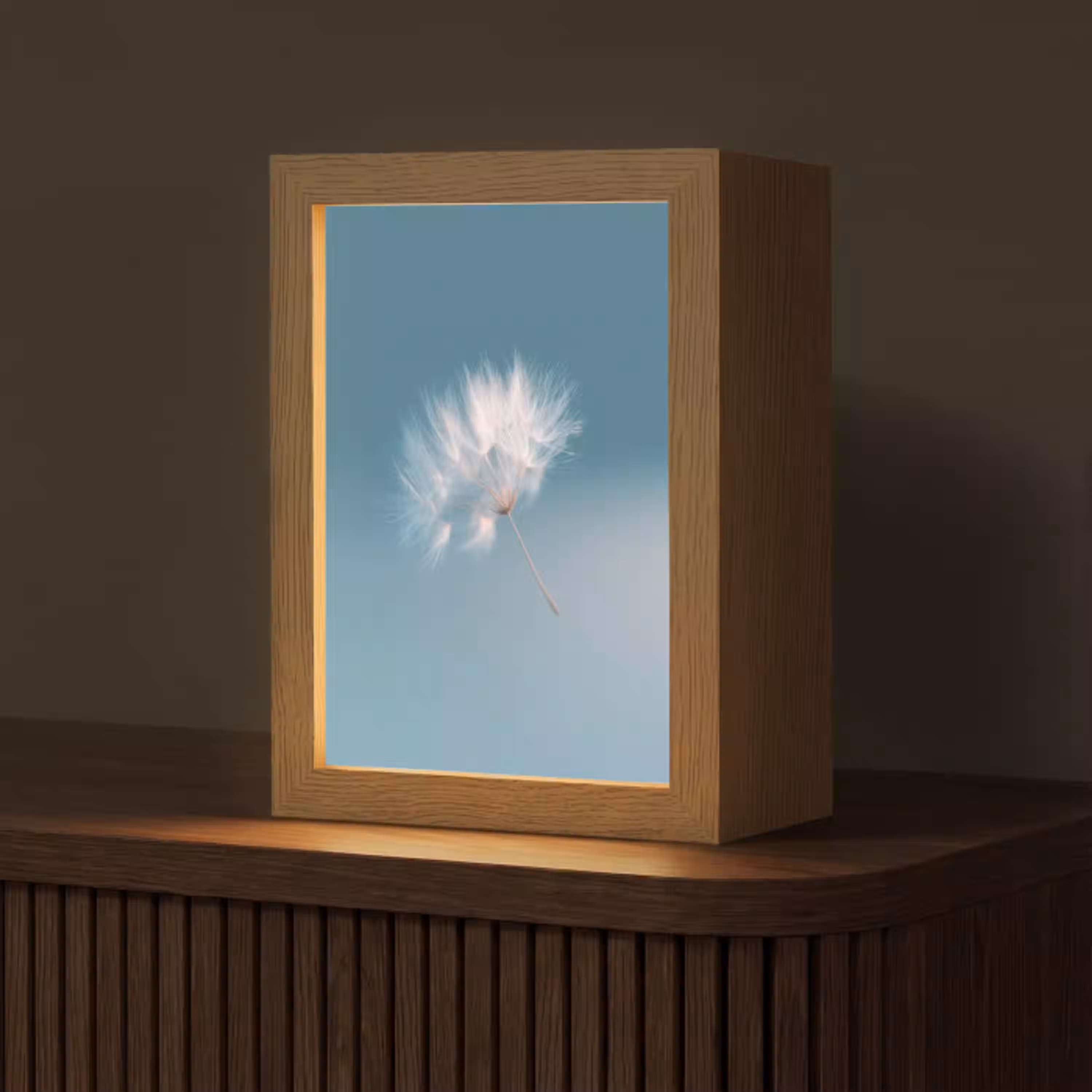 Paardenbloempluisje - Blauw - Lucht Light Box met kabel (Tafellamp) klein -z3d_website