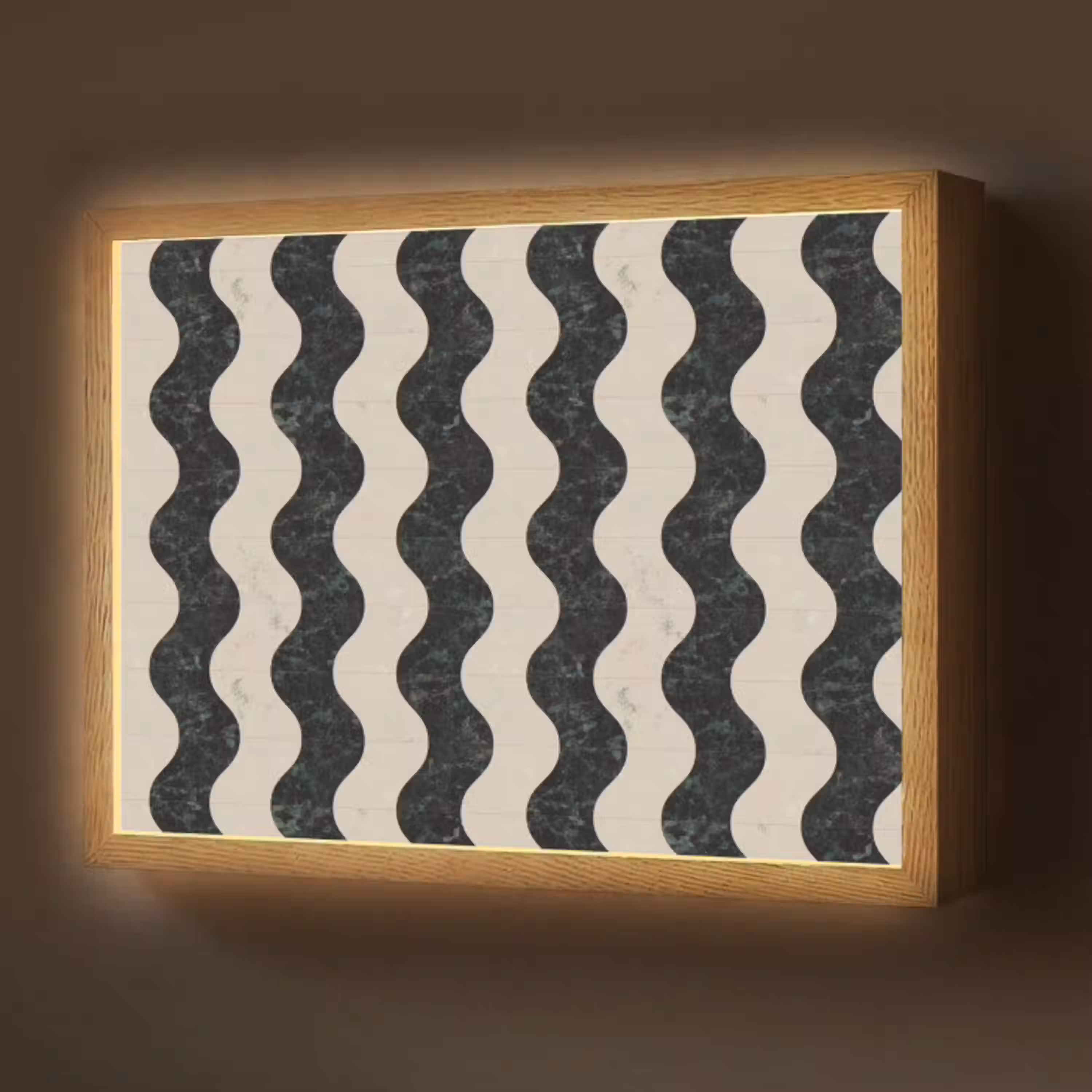 Patroon - Marmer - Groen - Cremé Light Box met batterij (Wandlamp) middel 907 -z3d_website