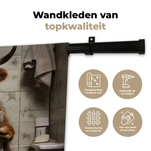 Schotse hooglander - Toilet - Krant - Badkamer Wandkleed katoen klein -sfeer2