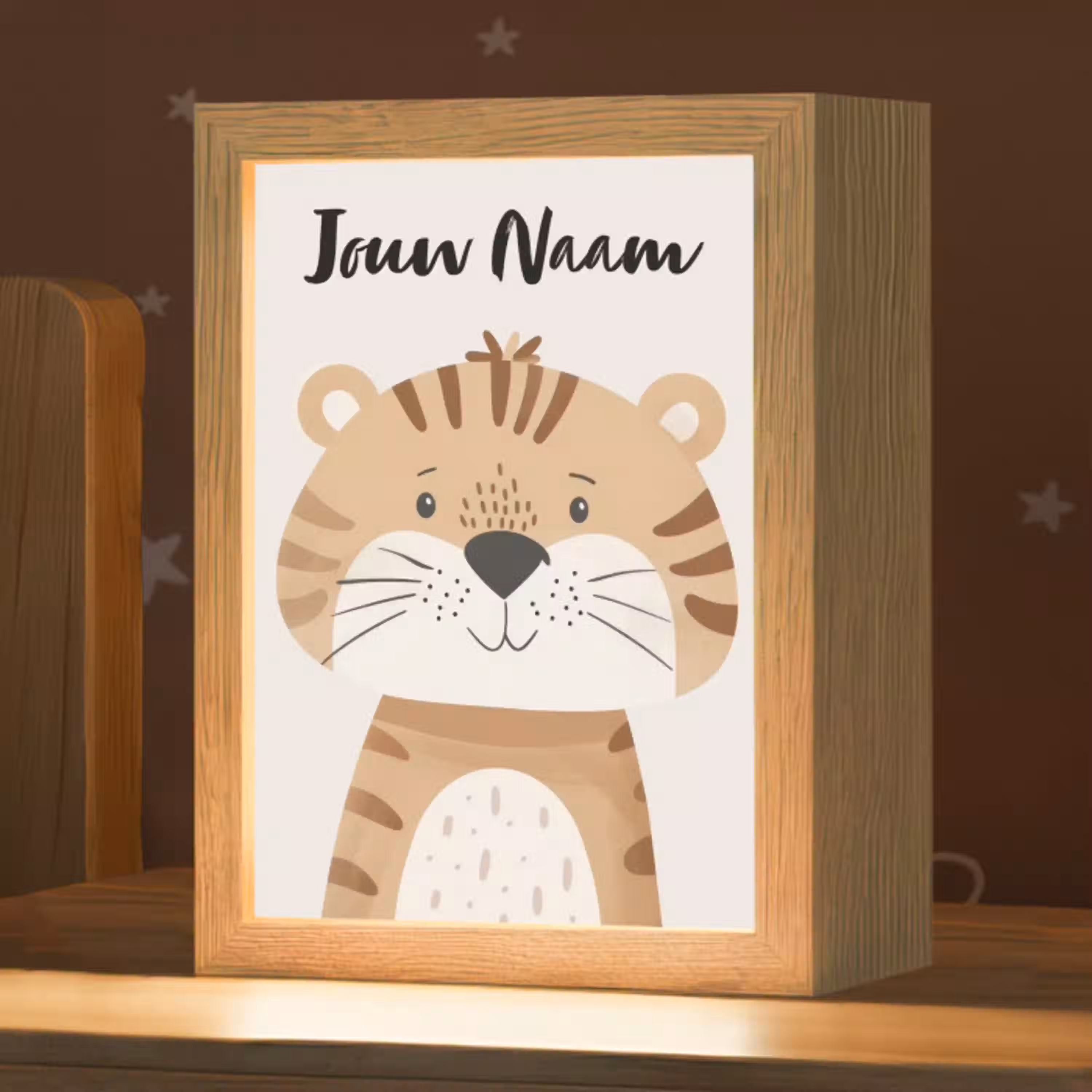 Tijger - Wilde dieren - Pastel Light Box met kabel (Kinderlampje) klein -zzz_3d_website