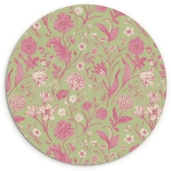 Classic - Pink - Mint Wandcirkel kunststof plaat 5mm dik klein 188 -3d