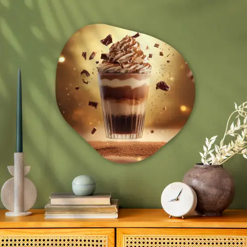 Dessert - Chocolade - Zoet - Eten Wandcirkel Organisch Aluminium middel -sfeer2
