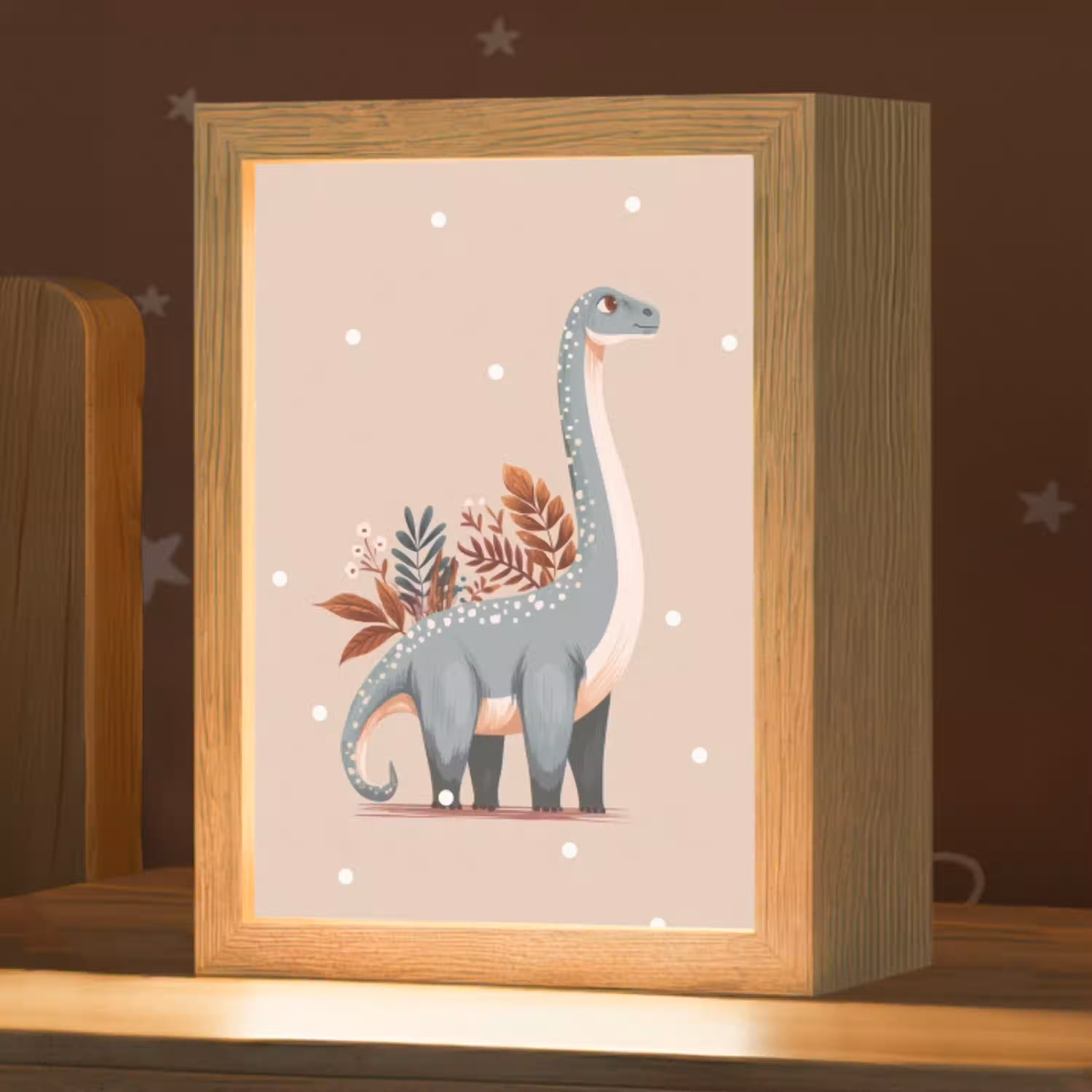 Dinosaurus - Planten - Beige - Stippen Light Box met kabel klein -zzz_3d_website