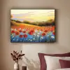 Klaproos - Bloemenveld - Kleurrijk Textielframe zwart klein -sfeer1