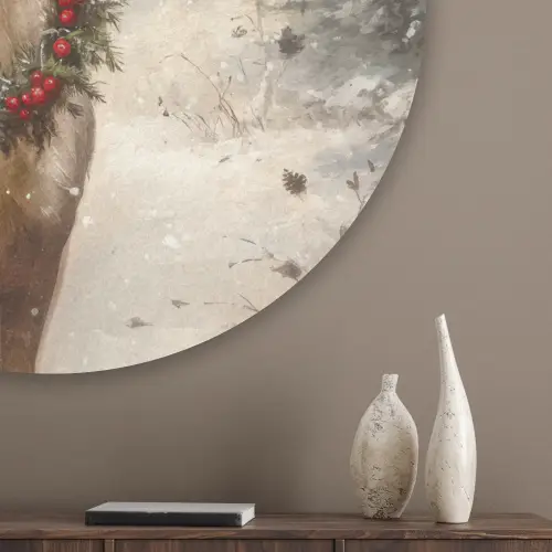 Kerst - Rendier - Winter - Krans Akoestische PET Vilt - Rond klein -sfeer5_closeup