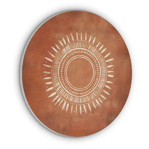 Abstract - Lijnen - Zonnestralen - Roodbruin Akoestische PET Vilt - Rond klein -3d