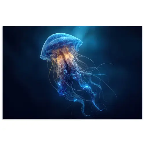 Kwal - Lichtgevend - Tentakels - Blauw poster papier klein -3d