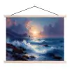 Golven - Zee - Kleurrijk - Rotsen textielposter latten blank klein -3d