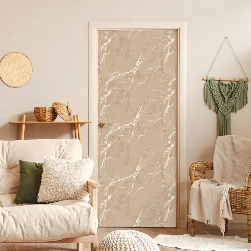 Beige - Marmer - Organisch - Wit deurposter klein 289 -sfeer2