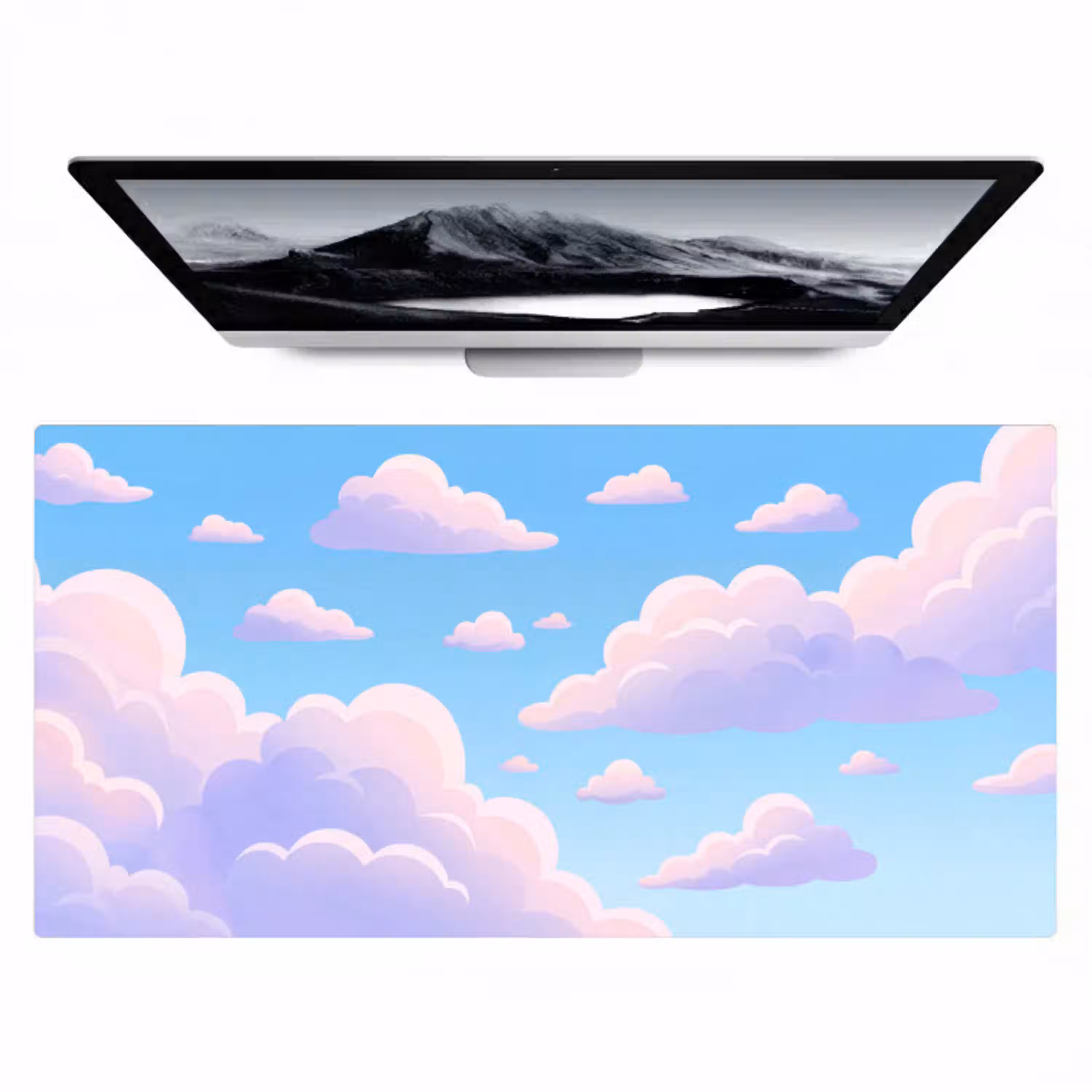 Wolken - Roze - Blauw - Natuur - Modern Muismat XXL klein -zzz3d