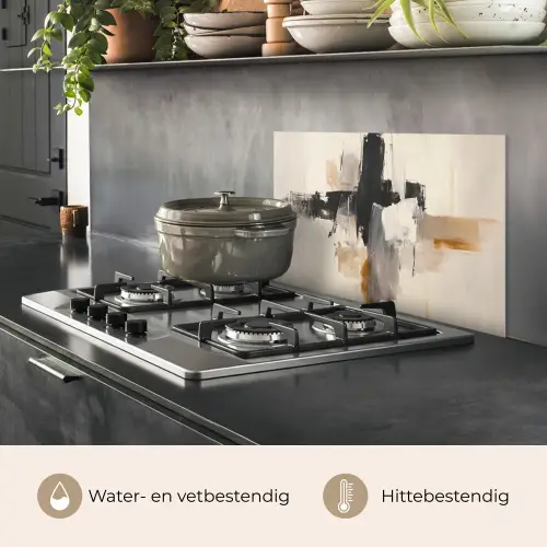 Penseelstreken - Ruw - Abstract - Beige keuken achterwand spatscherm klein -usp_NL