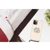 Palmbomen - Strand - Beige - Groen - Tropisch Hoesje iPhone 12 Pro met koord klein -kamer