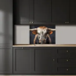 Stier - Kleurrijk - Hoorns keuken achterwand 2 middel -sfeer1