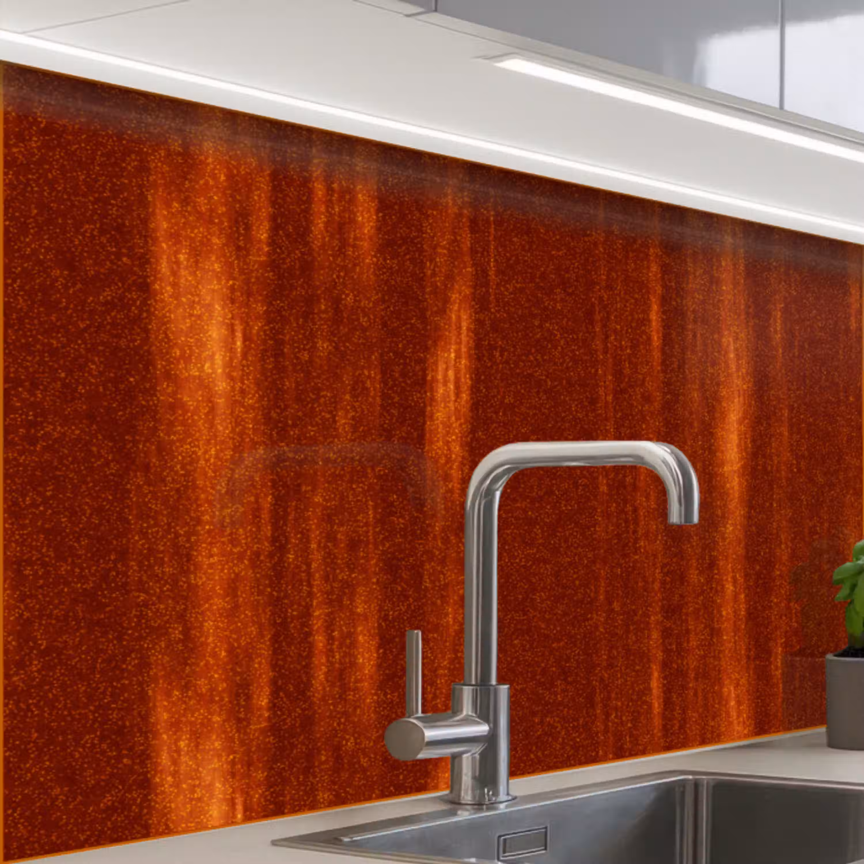 Oranje - Rood - Roest - Metaal keuken achterwand 2 middel 865 -zzzz3d_schuin