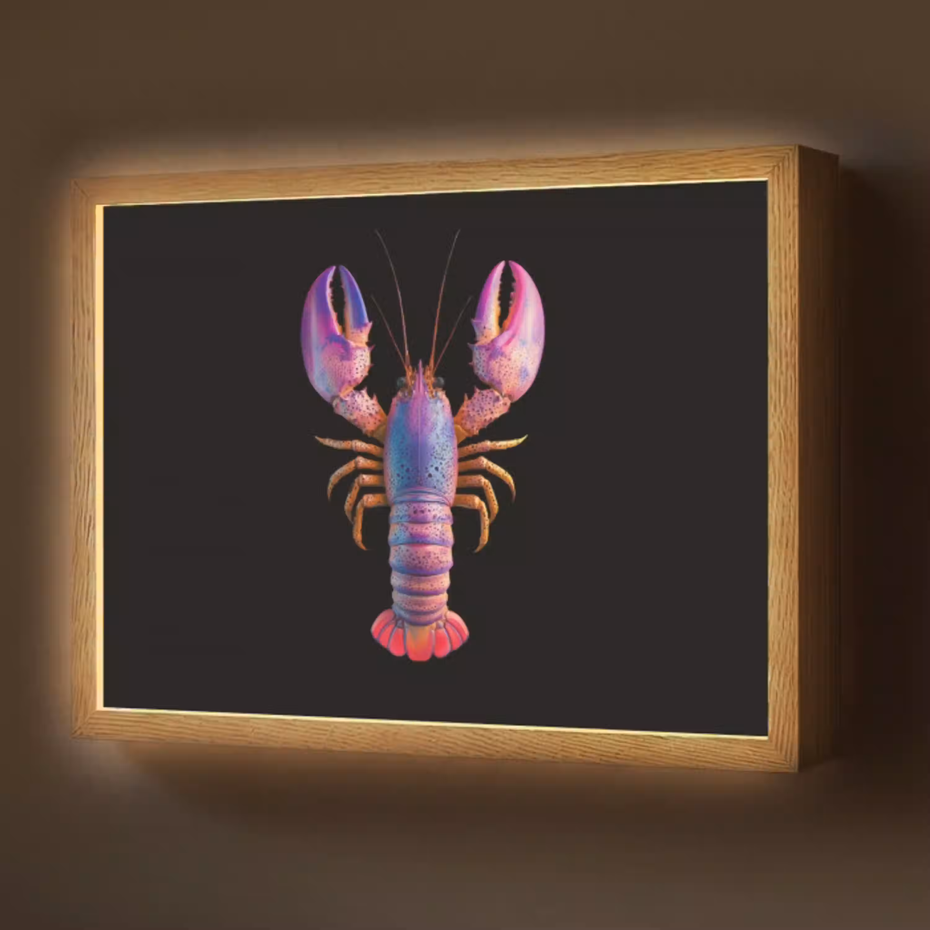 Kreeft - Paars - Roze - Zwart - Stippen - Lila Light Box met batterij (Wandlamp) middel -z3d_website