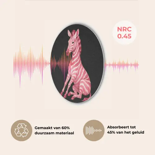 Zebra - Roze - Gestreept Akoestische PET Vilt - Rond klein -USP_NL