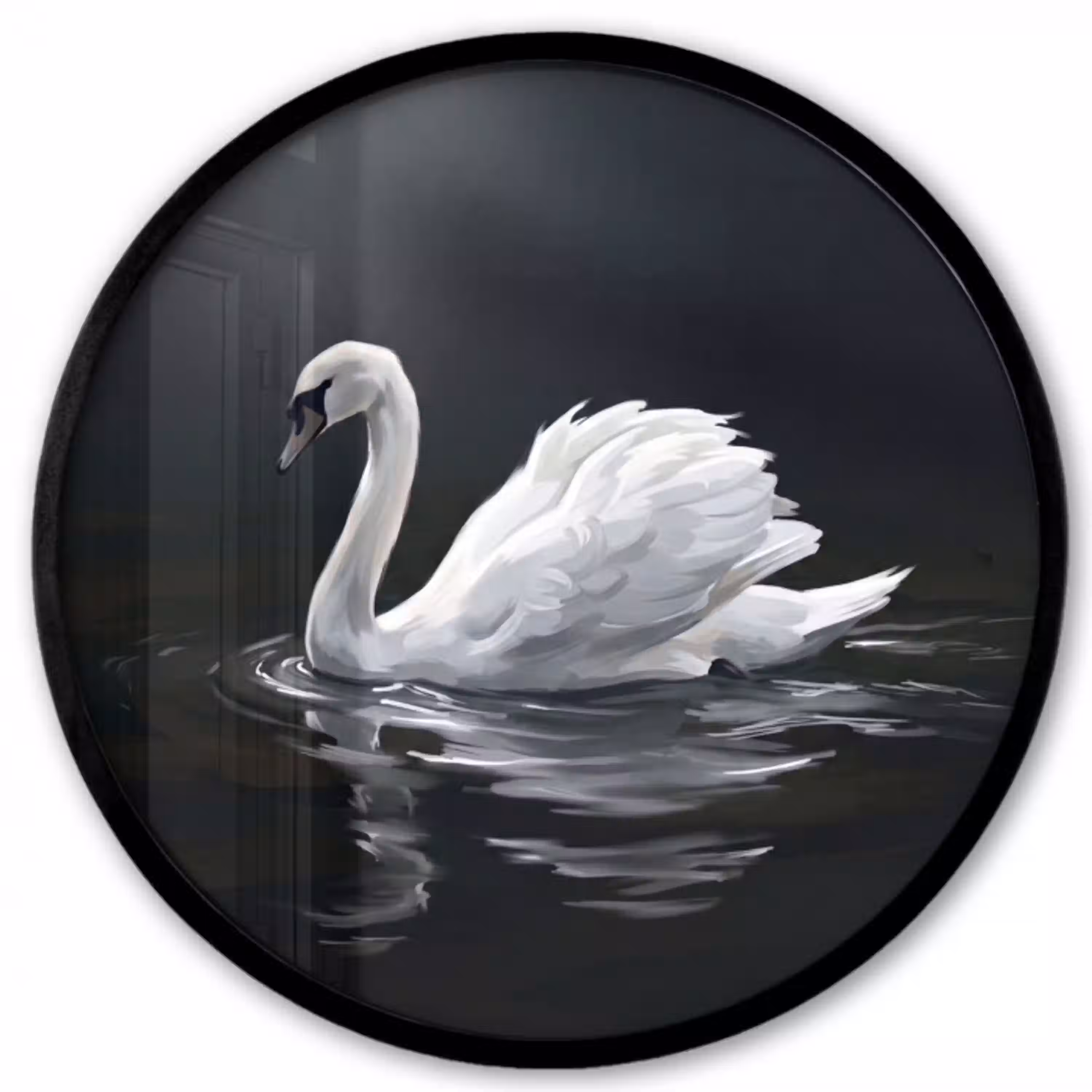 Zwaan - Water - Natuur - Realistisch - Wit Fotolijst rond zonder passe partout klein -3d