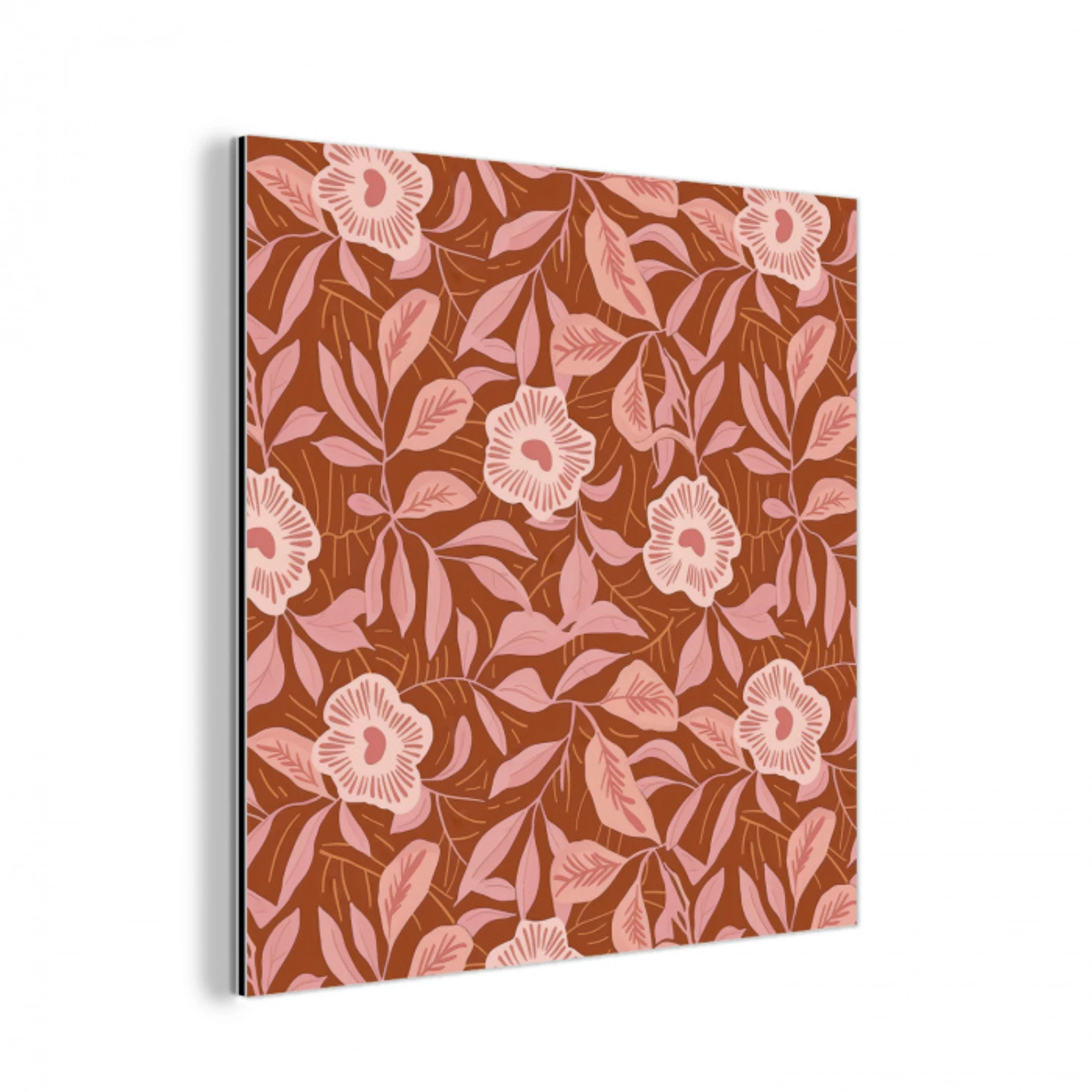 Patroon - Bladeren - Terracotta aluminium wit klein 46 -3d