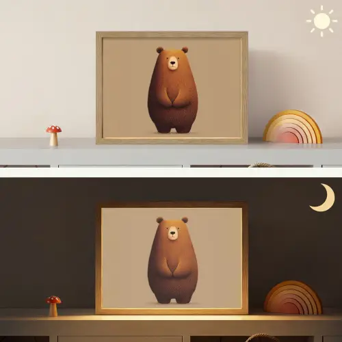 Beer - Minimalistisch - Bruin Light Box met batterij (Wandlamp kind) middel -sfeer3_kind
