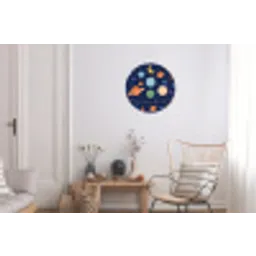 Ruimte - Planeten - Kleurrijk Wandcirkel aluminium klein -woonkamer
