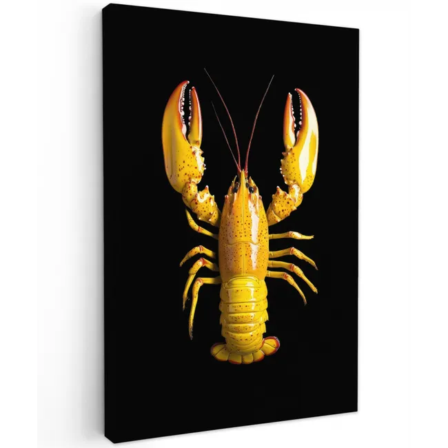 Kreeft - Geel - Stippen - Effen Tuinposter op houten frame 2 cm dik klein -3d