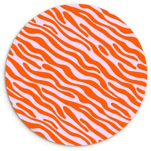Strepen - Dynamisch - Oranje Wandcirkel kunststof plaat 5mm dik klein 188 -3d