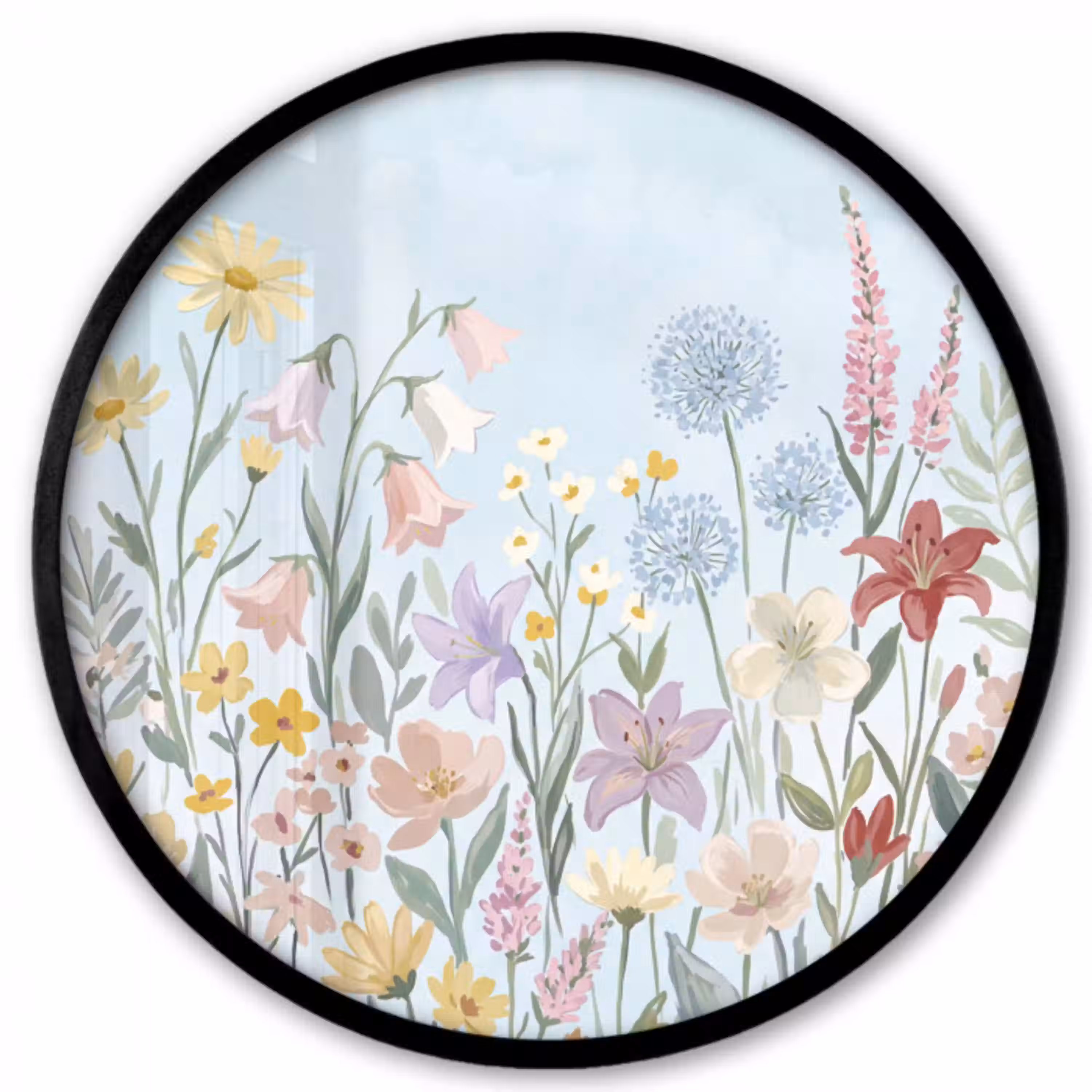 Weidebloemen - Illustratie - Kleurrijk Fotolijst rond zonder passe partout klein -3d