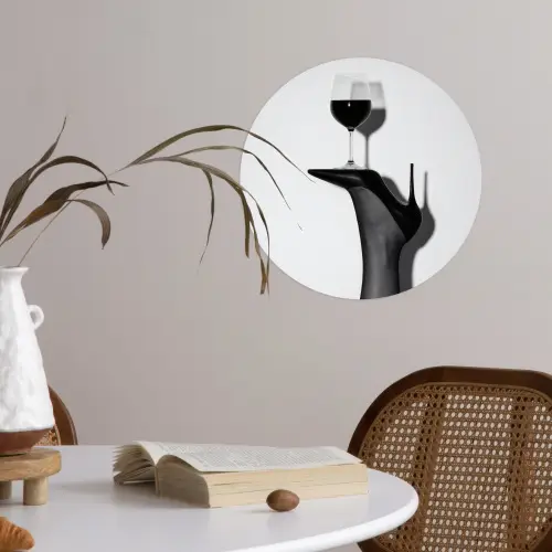 Hak - Wijn - Minimalistisch - Zwart Wandcirkel behangsticker klein -sfeer3