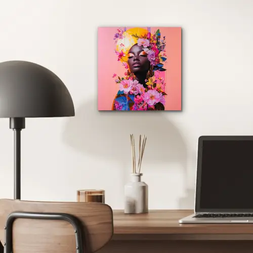 Kleurrijk - Bloemen - Vrouw - Zon aluminium wit klein -sfeer5