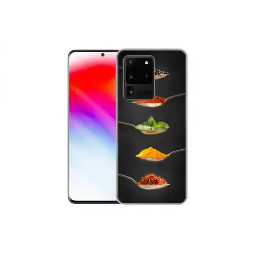 Kruiden - Lepel - Specerijen - Zwart - Italiaans Telefoonhoesje Samsung Galaxy S20 Ultra klein -dubbelS20Ultra