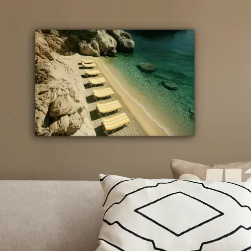 Strandbedden - Zee - Stenen - Baai canvas 2cm klein -sfeer3
