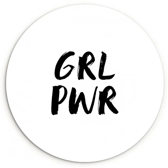 Spreuken - Grl pwr - Meisjes - Quotes - Kinderen Wandcirkel kunststof plaat 5mm dik klein -3d