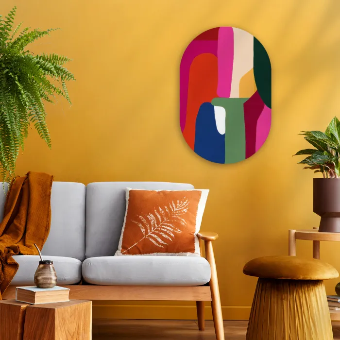 Kleurvakken - Recht - Rond - Abstract Wandcirkel Ovaal Forex klein -sfeer4