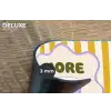More coffee - Geel - Paars - Strepen - Mok Placemat vinyl groot -closeup