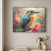 IJsvogel - Bloesem - Natuur - Vogels - Bloemen Textielframe zwart klein -sfeer2