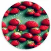 Aardbeien - Rood - Groen - Kroontjes Wandcirkel kunststof plaat 5mm dik klein 188 -3d