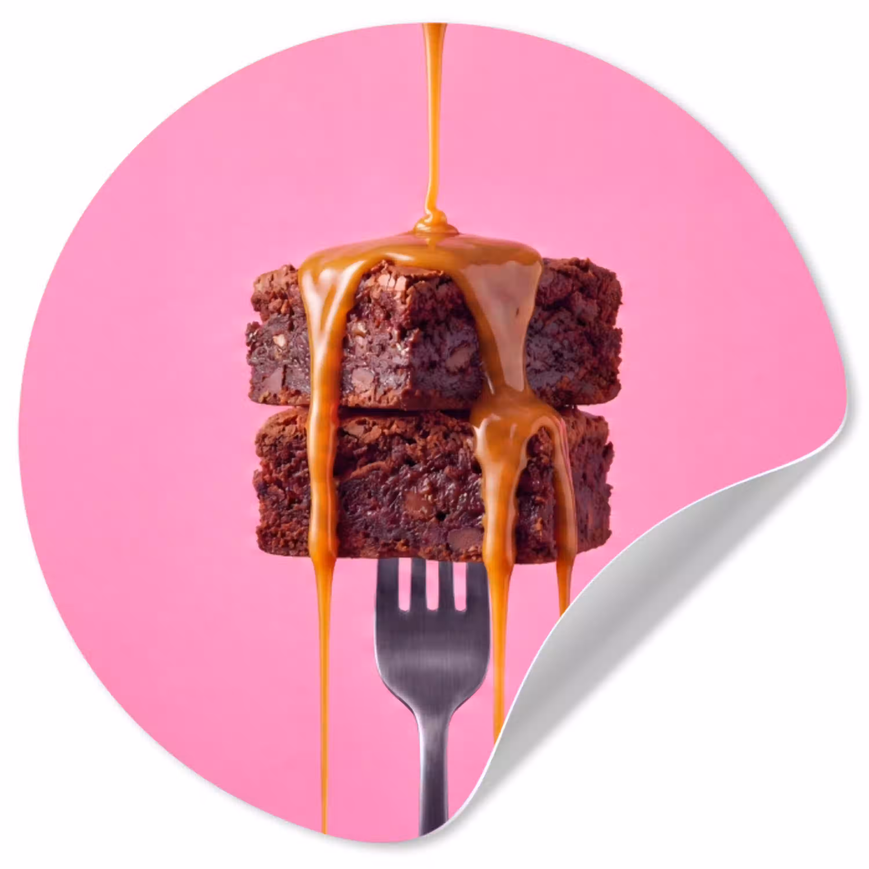Brownie - Karamel - Eten Wandcirkel behangsticker klein -3d