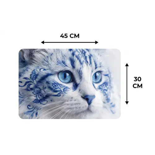 Kat - Patroon - Blauw Placemat vinyl groot -specs