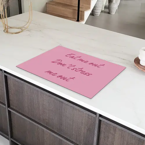 Eat me out don't stress me out - Roze - Handgeschreven Inductie beschermer vinyl 3mm klein -sfeer8