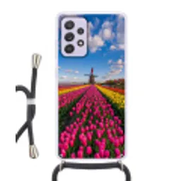 Tulpen - Holland - Molen - Kleurrijk Hoesje Samsung Galaxy A52 5G met koord klein -3d