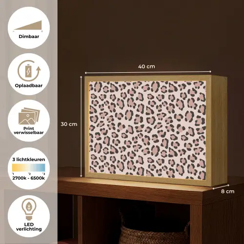 Vlekken - Beige - Luipaard Light Box met batterij (Wandlamp) middel 907 -USP_websiteoverzichtNL