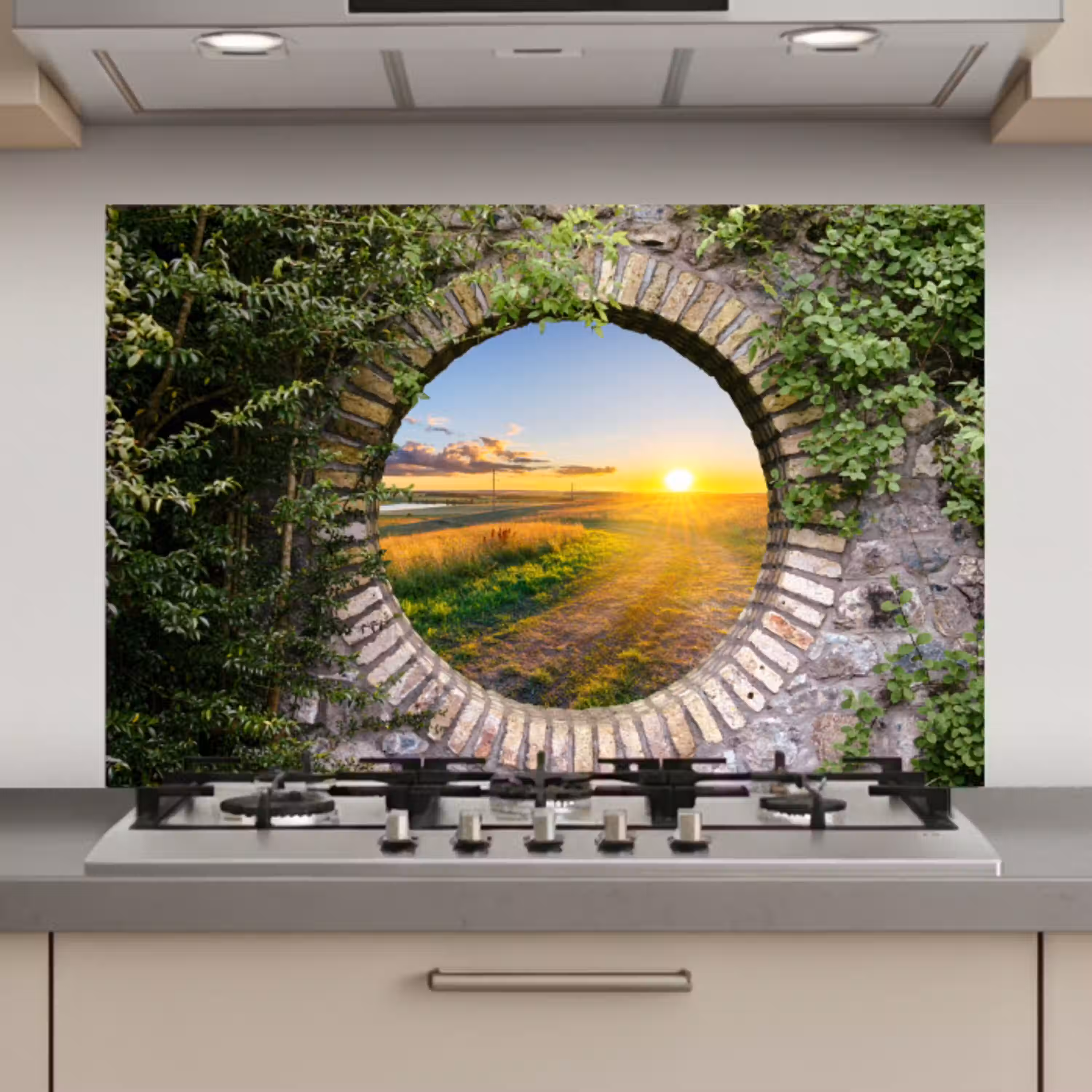 Platteland - Doorkijk - Zon keuken achterwand spatscherm klein -3d_website